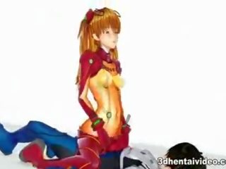 Evangelion cartoon with alluring Asuka